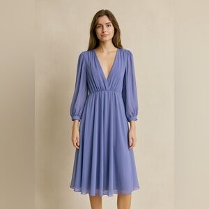 Vintage Long  Lavender Sheer Dress with Puff Sleeves